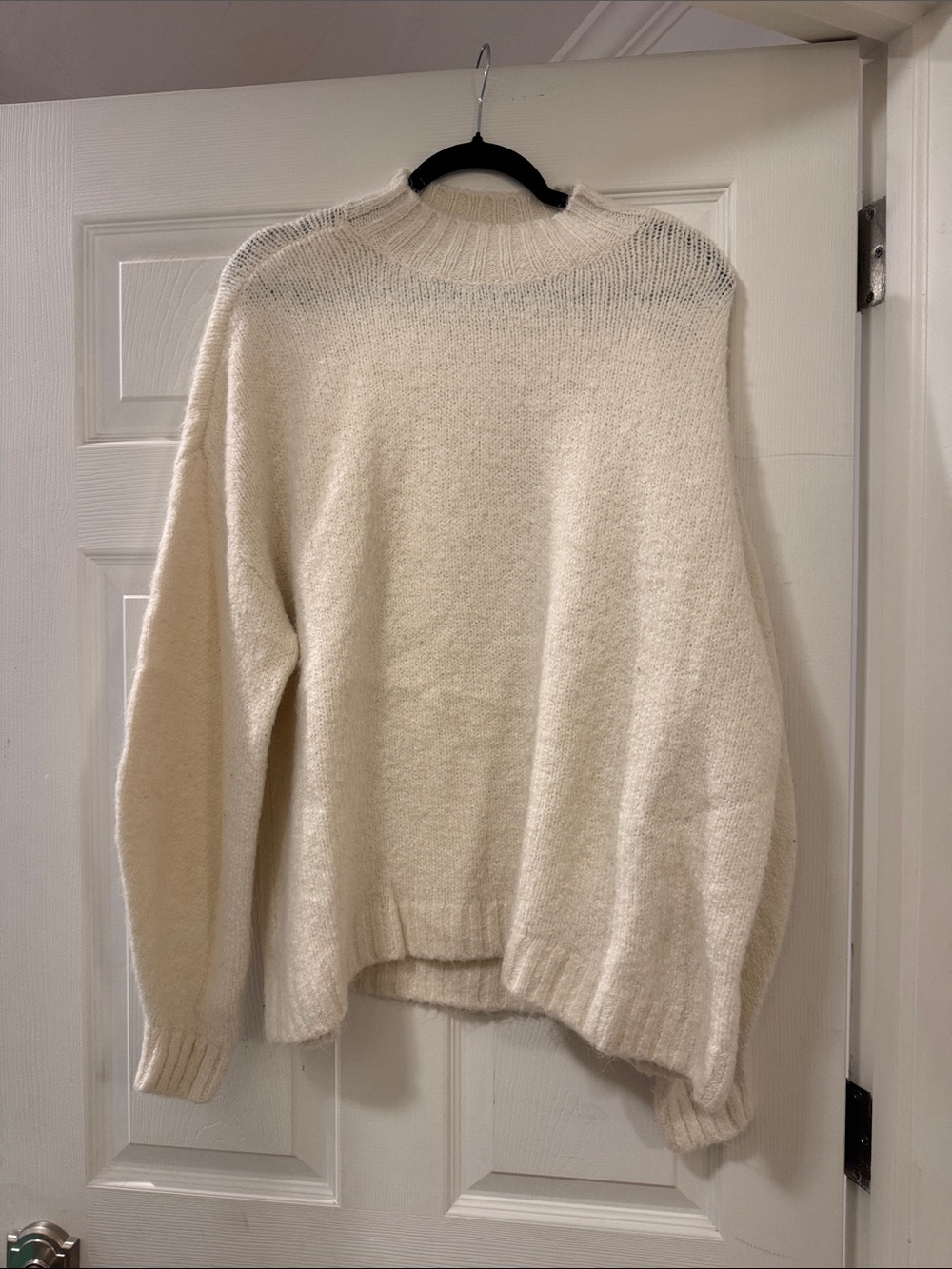 pistola Cream Ribbed Mock Neck Oversized Sweater
